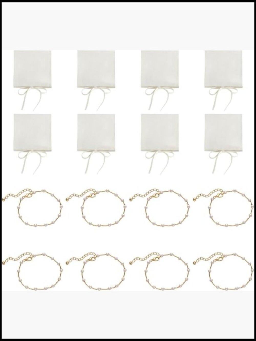 8 Pcs Beaded Bracelet Set Velvet Bags Dainty Chain Bracelet for Bridesmaid